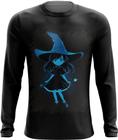 Camiseta Manga Longa Bruxa Halloween Azul Festa 6 - Kasubeck Store