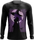 Camiseta Manga Longa Bruxa Halloween Púrpura Festa 11