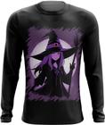 Camiseta Manga Longa Bruxa Halloween Púrpura Festa 14