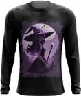 Camiseta Manga Longa Bruxa Halloween Púrpura Festa 3