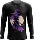 Camiseta Manga Longa Bruxa Halloween Púrpura Festa 6
