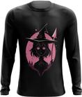 Camiseta Manga Longa Bruxa Halloween Rosa 5