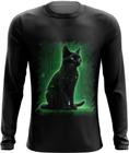 Camiseta Manga Longa de Gato Oráculo Hacker Binário Mat 3