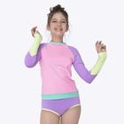 Camiseta Manga Longa de Nadar Color Block Juvenil Menina Moda Praia Puket 110500641