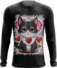 Camiseta Manga Longa Dia dos Namorados Gatinho 17