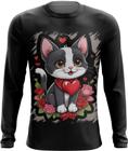 Camiseta Manga Longa Dia dos Namorados Gatinho 21