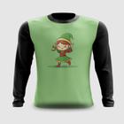 Camiseta Manga Longa Elfo Papai Noel Duende Natal