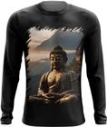 Camiseta Manga Longa Estátua de Buda Iluminado Religião 19