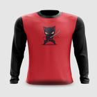 Camiseta Manga Longa Gato Ninja Lutador