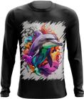 Camiseta Manga Longa Golfinho Inteligência Arte Pintura 8