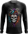 Camiseta Manga Longa La Muerte Mexicana Dama Esqueleto 3