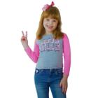 Camiseta Manga Longa Menina Blusa Infantil Strass Criança