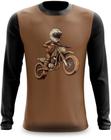 Camiseta Manga Longa Motocicleta de Corrida Marrom