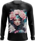 Camiseta Manga Longa Mulher de Rosas Paixão 15