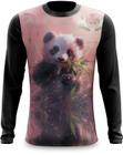 Camiseta Manga Longa Panda Comendo Planta