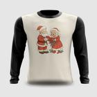 Camiseta Manga Longa Papai e Mamãe Noel Colhendo