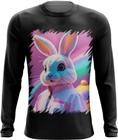 Camiseta Manga Longa Páscoa Coelhinho Traços Vaporwave 12