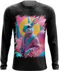 Camiseta Manga Longa Páscoa Coelhinho Traços Vaporwave 2