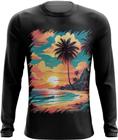 Camiseta Manga Longa Praia Paradisíaca Vintage 23