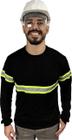 Camiseta Manga Longa RESISTENTE com Faixa Refletivo Malha Fria Uniforme Profissional Sinalização Eletricista Construção