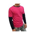 Camiseta Manga Longa Sobreposta Quick Threads em Algodão Gola Redonda