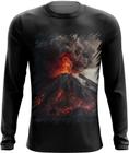 Camiseta Manga Longa Vulcão em Erupção Destruição 3