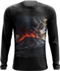 Camiseta Manga Longa Vulcão em Erupção Destruição 4