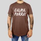 Camiseta Masculina Adulto Casual Algodão Premium Estampada Gola Redonda Frase Calma