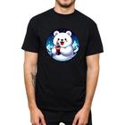 Camiseta Masculina Algodao Premium Desenho Estampa Urso Polar Coca Macia