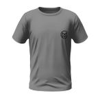 Camiseta Masculina Bordada Cinza 100% Algodão Premium