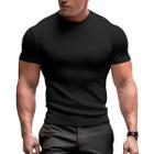 Camiseta Masculina Canelada Manga Curta Slim Premium