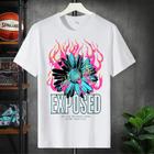 Camiseta Masculina Casual Algodão Streetwear Adulto, Infantil e Plus Size Exposed