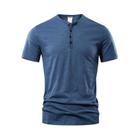 Camiseta Masculina Casual De Verão De Alta Qualidade Manga Curta Henry Neck Moda Básica Masculina