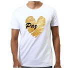 Camiseta masculina coração paz fim de ano réveillon