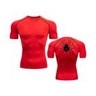 Camiseta Masculina de Compressão com Estampa de Aranha - Secagem Rápida para Academia e Treino