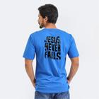 Camiseta Masculina estampa frase Jesus Never Fails-JESUS NUNCA FALHA-100% Algodão 30.1