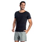 Camiseta masculina estampa nas costas grafismo Onda, bordado na frente, malha 100% algodão