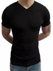 Camiseta Masculina Gola V Slim Top Elastano Manga Curta