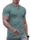 Camiseta masculina JMIERR Muscle Slim Fit Button Henley Green M