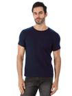 Camiseta Masculina Lisa Algodão Com Elastano Fit Marinho