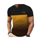 Camiseta Masculina Manga Curta com Estampa Digital e Cor Gradiente