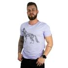 Camiseta Masculina Manga Curta Frente Logo Grande Estampa Folhas Acostamento