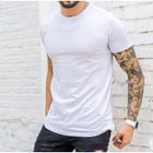 Camiseta masculina manga curta gola redonda lisa.