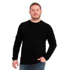 Camiseta Masculina Plus Size Básica Manga Longa Preta - ROVITEX