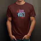 Camiseta Masculina Polo Blu Good Vibes Confortável em Algodão do P ao G1