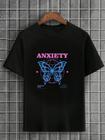 Camiseta Masculina Preta 100% Algodão Butterflies Anxiety