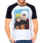 Camiseta Masculina Raglan Branca Desenho Naruto Anime 06