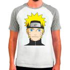 Camiseta Masculina Raglan Branca Desenho Naruto Anime 09