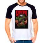 Camiseta Masculina Raglan Branca Doom Games Jogos 02