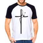 Camiseta Masculina Raglan Branca Fé Gospel Católica 01